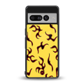 lil flames on yellow back phone cover | glass case for google pixel 7 pro