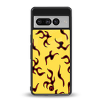 lil flames on yellow back phone cover | glass case for google pixel 7 pro