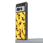 lil flames on yellow back phone cover | glass case for google pixel 7 pro
