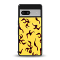 lil flames on yellow back phone cover | glass case for Google Pixel 7