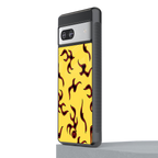 lil flames on yellow back phone cover | glass case for Google Pixel 7