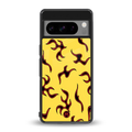 lil flames on yellow back phone cover | glass case for google pixel 8 pro