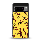 lil flames on yellow back phone cover | glass case for google pixel 8 pro