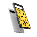 lil flames on yellow back phone cover | glass case for google pixel 8 pro