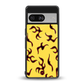 lil flames on yellow back phone cover | glass case for Google Pixel 8
