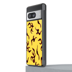 lil flames on yellow back phone cover | glass case for Google Pixel 8