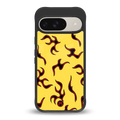 lil flames on yellow back phone cover | glass case for google pixel 9