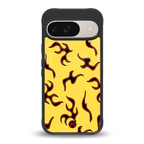 lil flames on yellow back phone cover | glass case for google pixel 9