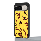 lil flames on yellow back phone cover | glass case for google pixel 9