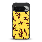 lil flames on yellow back phone cover | glass case for google pixel 9 pro