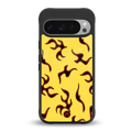 lil flames on yellow back phone cover | glass case for google pixel 9 pro xl