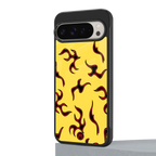 lil flames on yellow back phone cover | glass case for google pixel 9 pro