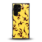 lil flames on yellow back phone cover | glass case for samsung galaxy s23 ultra