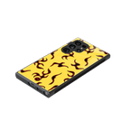 lil flames on yellow back phone cover | glass case for samsung galaxy s23 ultra