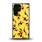 lil flames on yellow back phone cover | glass case for samsung galaxy s25 ultra
