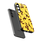 lil flames on yellow back phone cover | glass case for samsung galaxy s23 plus