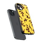 lil flames on yellow back phone cover | glass case for iphone 15