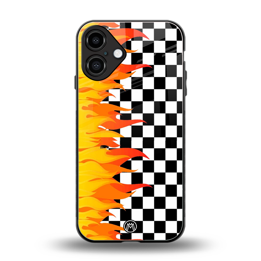 lil flames wild mode back phone cover | glass case for iphone 16 plus
