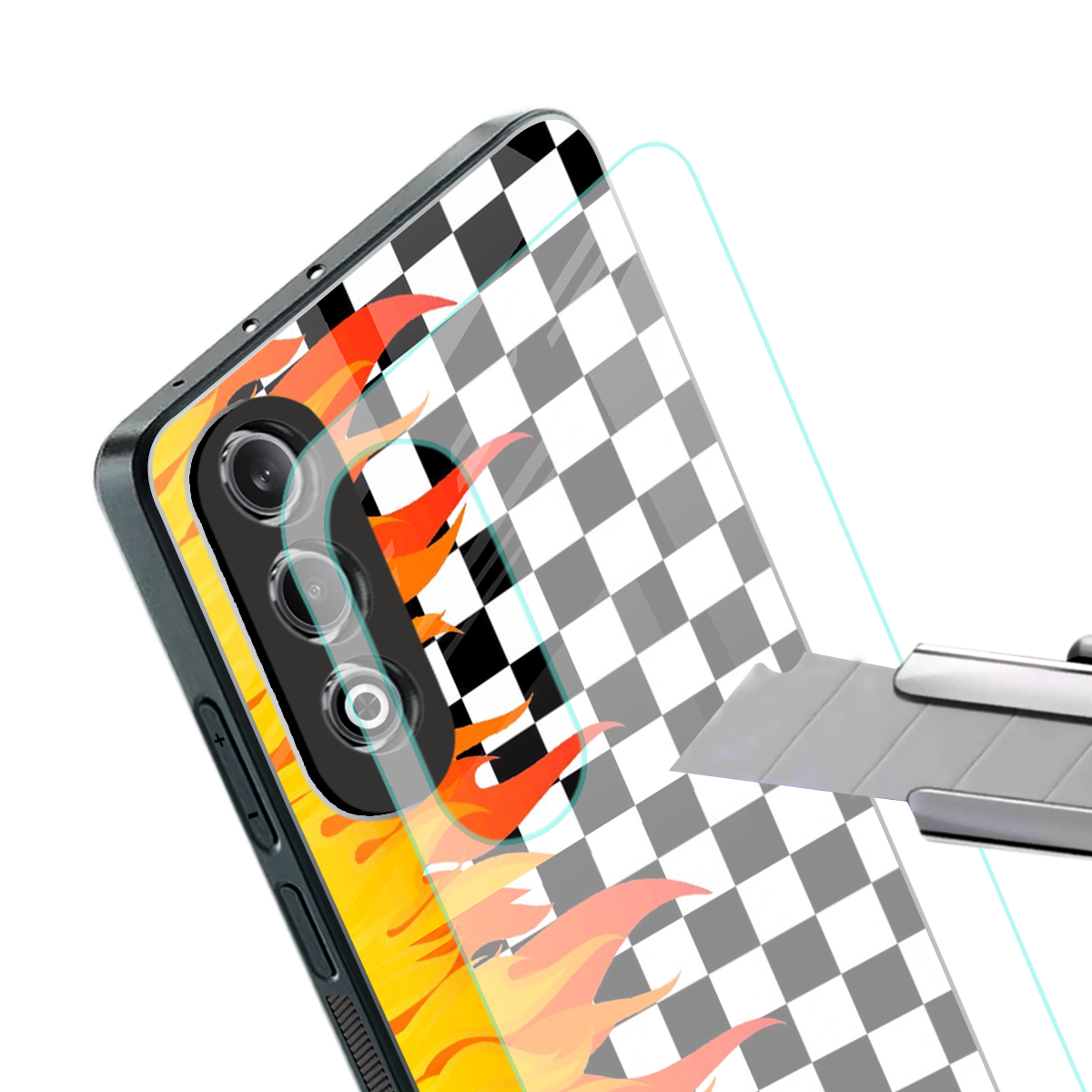 lil flames wild mode back phone cover | glass case for oneplus nord ce 4