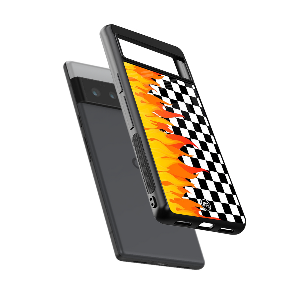 lil flames wild mode back phone cover | glass case for google pixel 6 pro