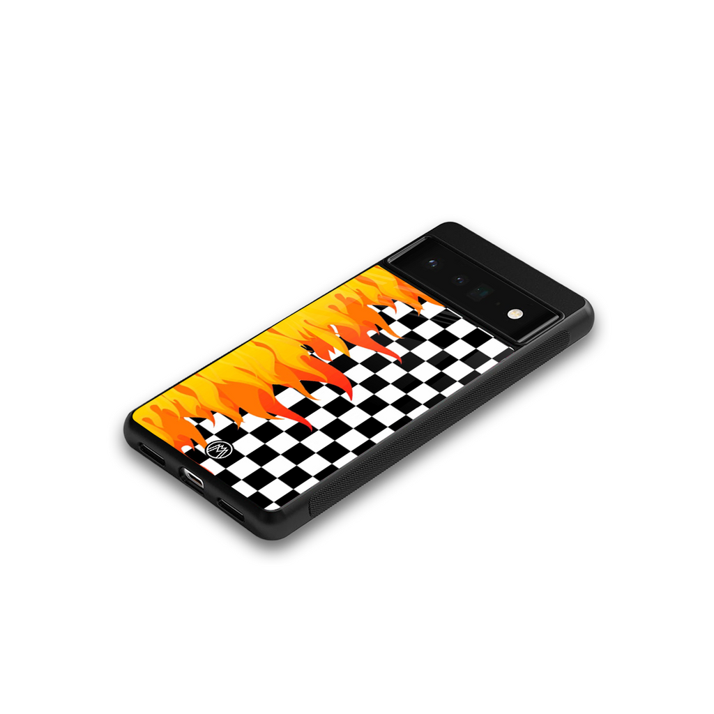 lil flames wild mode back phone cover | glass case for google pixel 6 pro