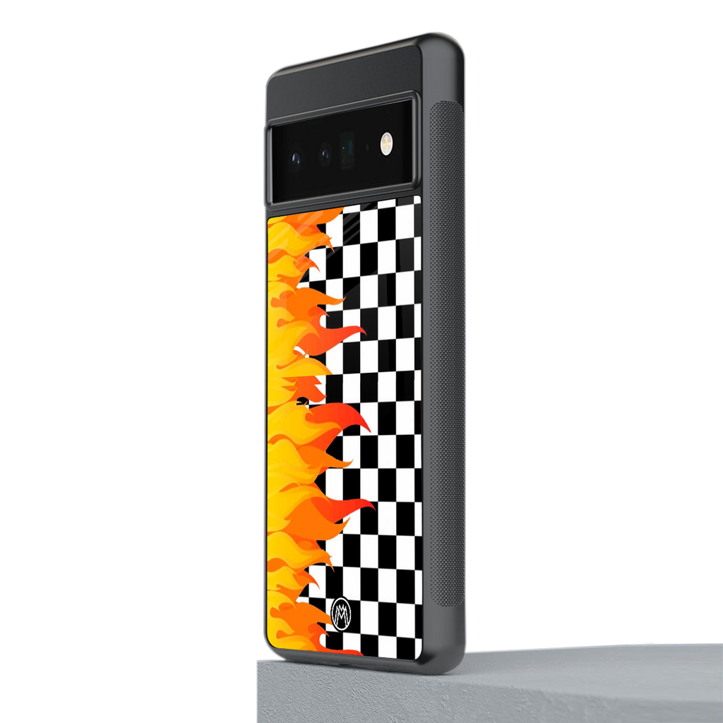 lil flames wild mode back phone cover | glass case for google pixel 6 pro