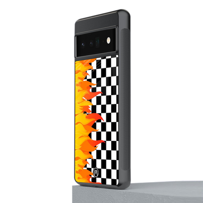 lil flames wild mode back phone cover | glass case for google pixel 6 pro