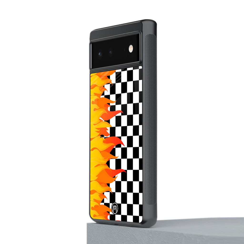 lil flames wild mode back phone cover | glass case for google pixel 6