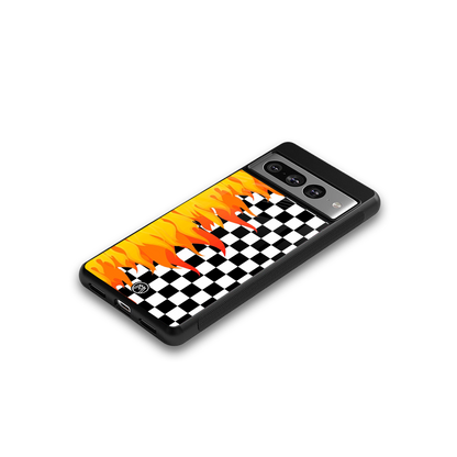 lil flames wild mode back phone cover | glass case for google pixel 7 pro
