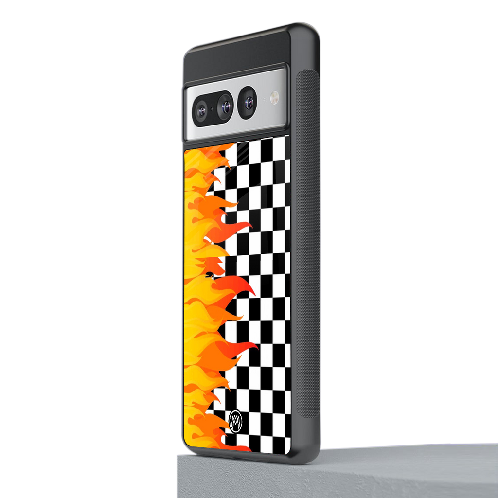 lil flames wild mode back phone cover | glass case for google pixel 7 pro