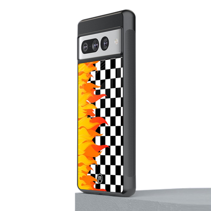 lil flames wild mode back phone cover | glass case for google pixel 7 pro
