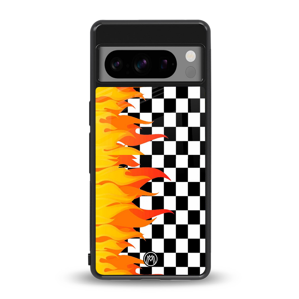 lil flames wild mode back phone cover | glass case for google pixel 8 pro