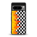 lil flames wild mode back phone cover | glass case for google pixel 8 pro
