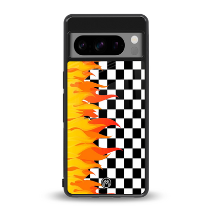 lil flames wild mode back phone cover | glass case for google pixel 8 pro