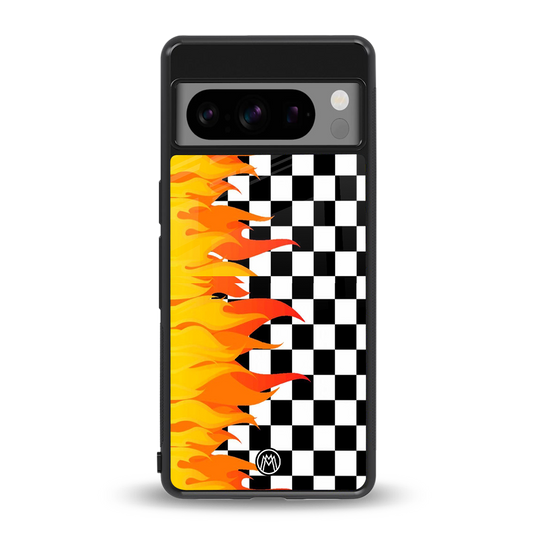 lil flames wild mode back phone cover | glass case for google pixel 8 pro