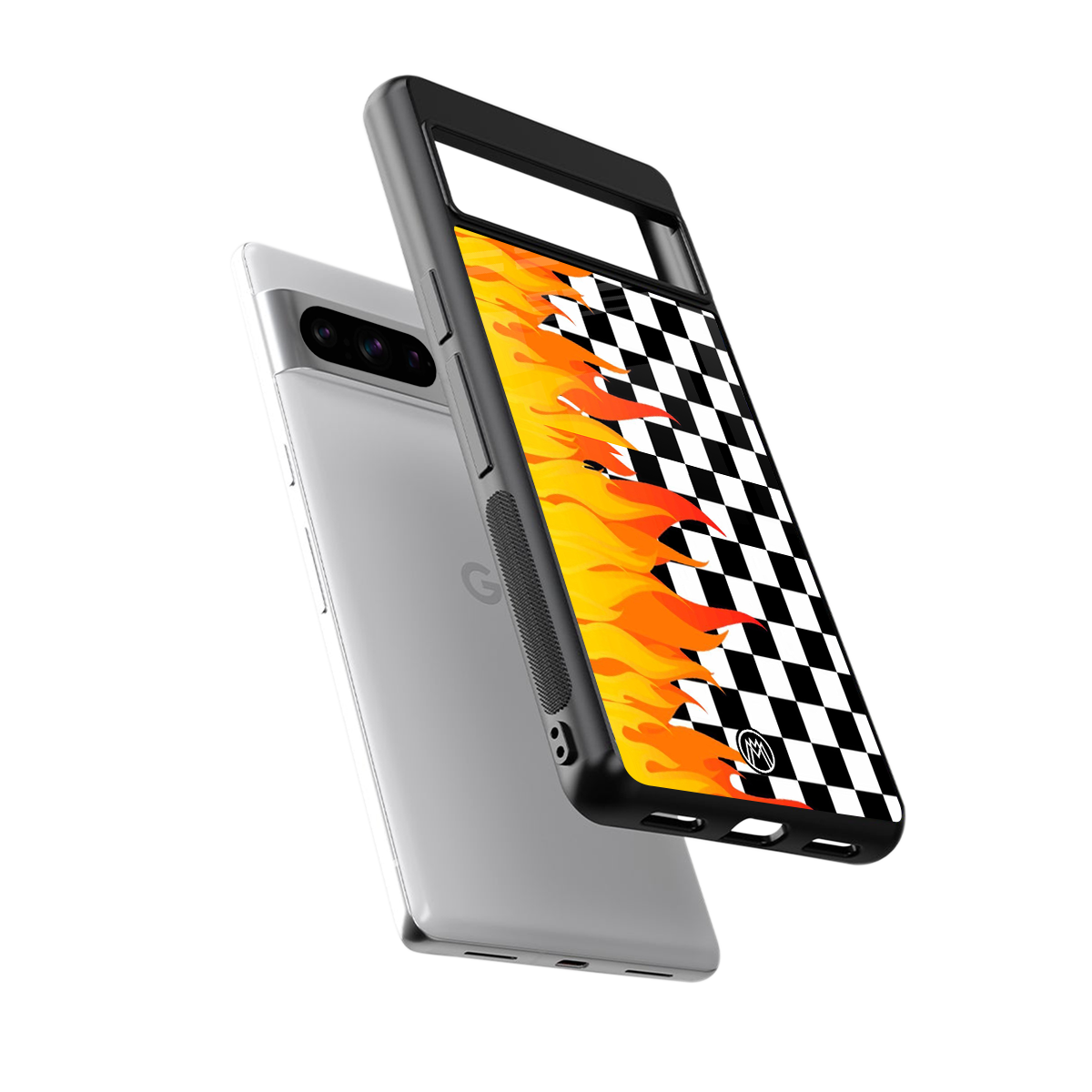 lil flames wild mode back phone cover | glass case for google pixel 8 pro