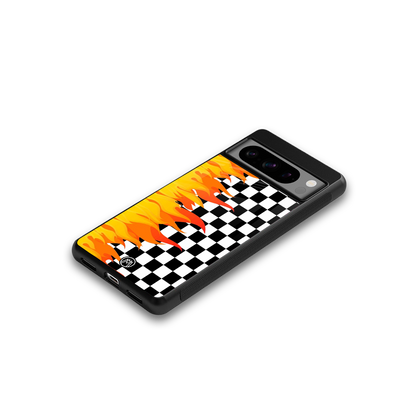 lil flames wild mode back phone cover | glass case for google pixel 8 pro