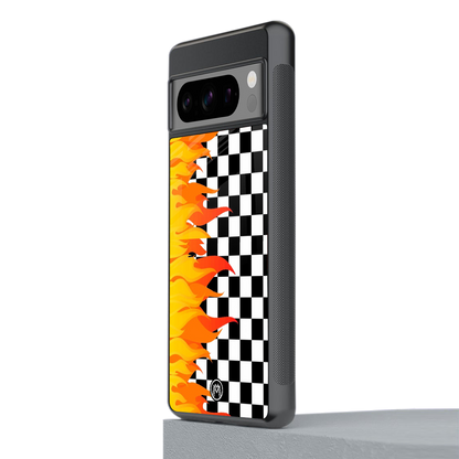 lil flames wild mode back phone cover | glass case for google pixel 8 pro