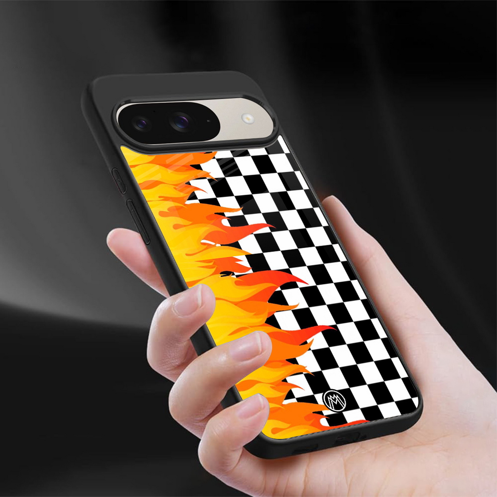 lil flames wild mode back phone cover | glass case for google pixel 9