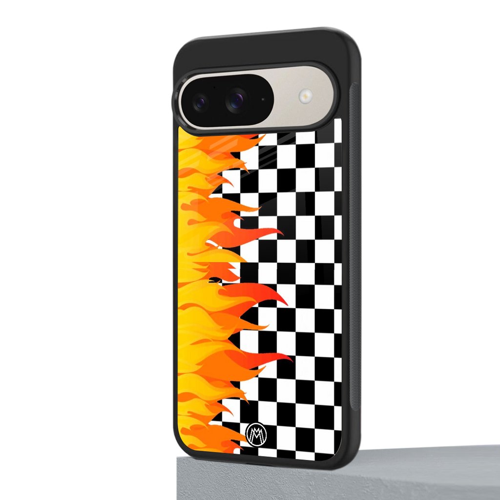lil flames wild mode back phone cover | glass case for google pixel 9