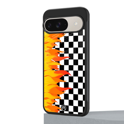 lil flames wild mode back phone cover | glass case for google pixel 9