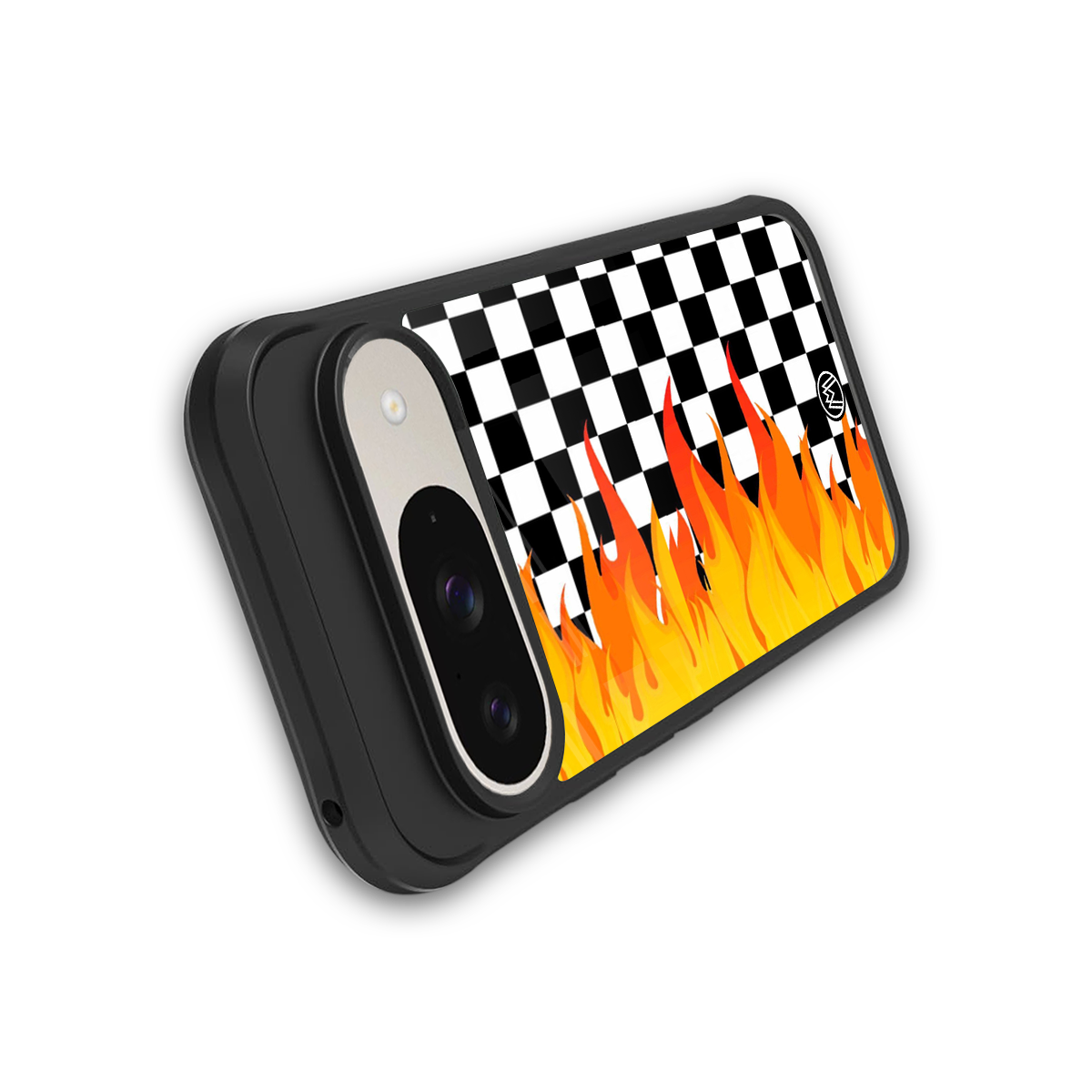 lil flames wild mode back phone cover | glass case for google pixel 9