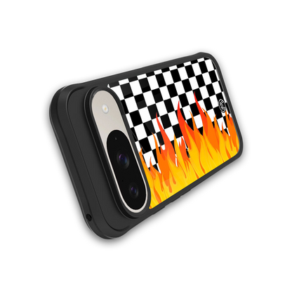 lil flames wild mode back phone cover | glass case for google pixel 9