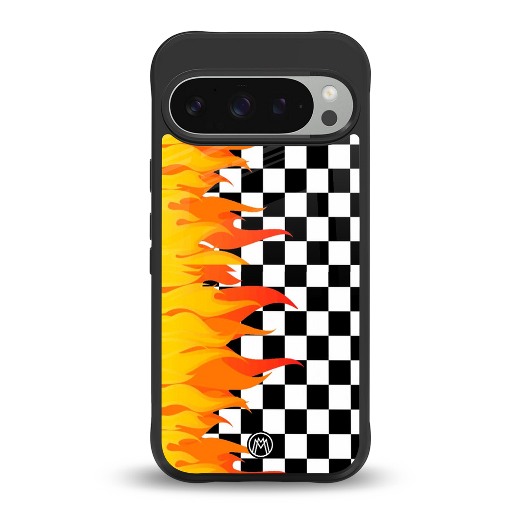 lil flames wild mode back phone cover | glass case for google pixel 9 pro