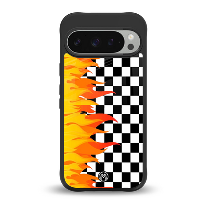 lil flames wild mode back phone cover | glass case for google pixel 9 pro xl
