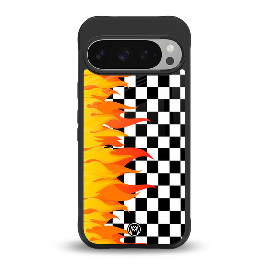 lil flames wild mode back phone cover | glass case for google pixel 9 pro xl
