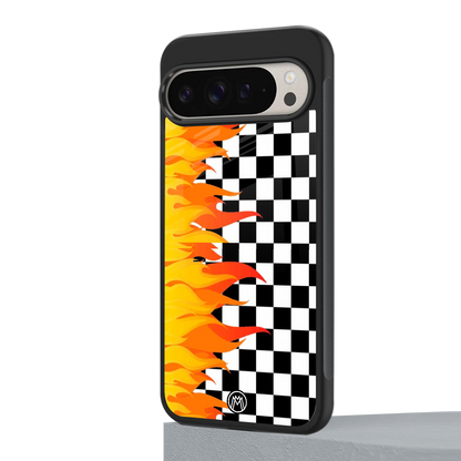lil flames wild mode back phone cover | glass case for google pixel 9 pro