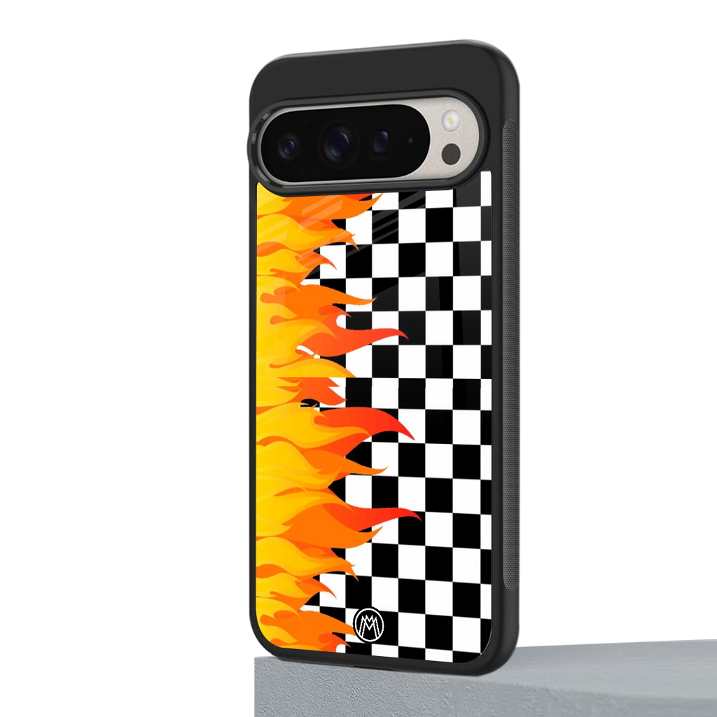 lil flames wild mode back phone cover | glass case for google pixel 9 pro xl