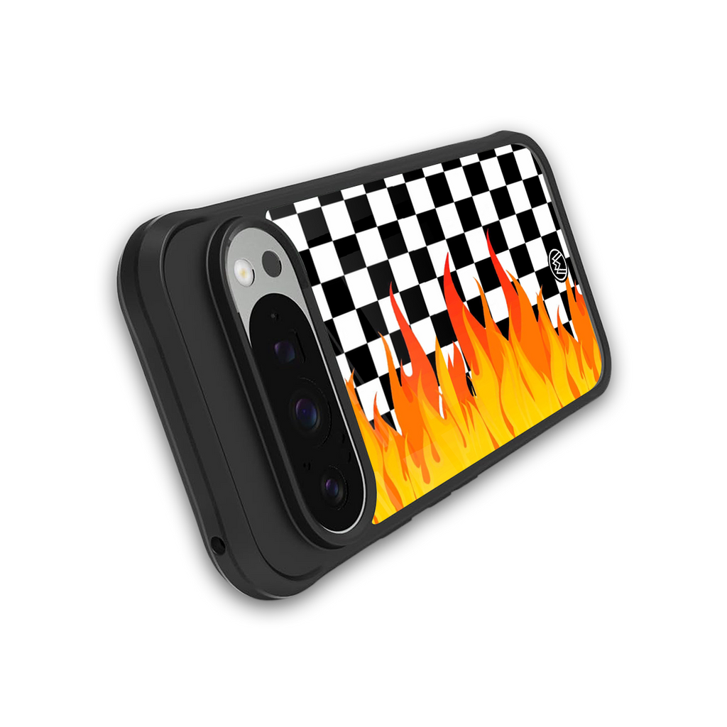 lil flames wild mode back phone cover | glass case for google pixel 9 pro xl