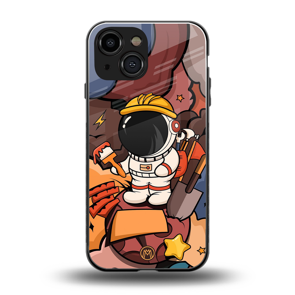lil spaceman back phone cover | glass case for iphone 13 mini